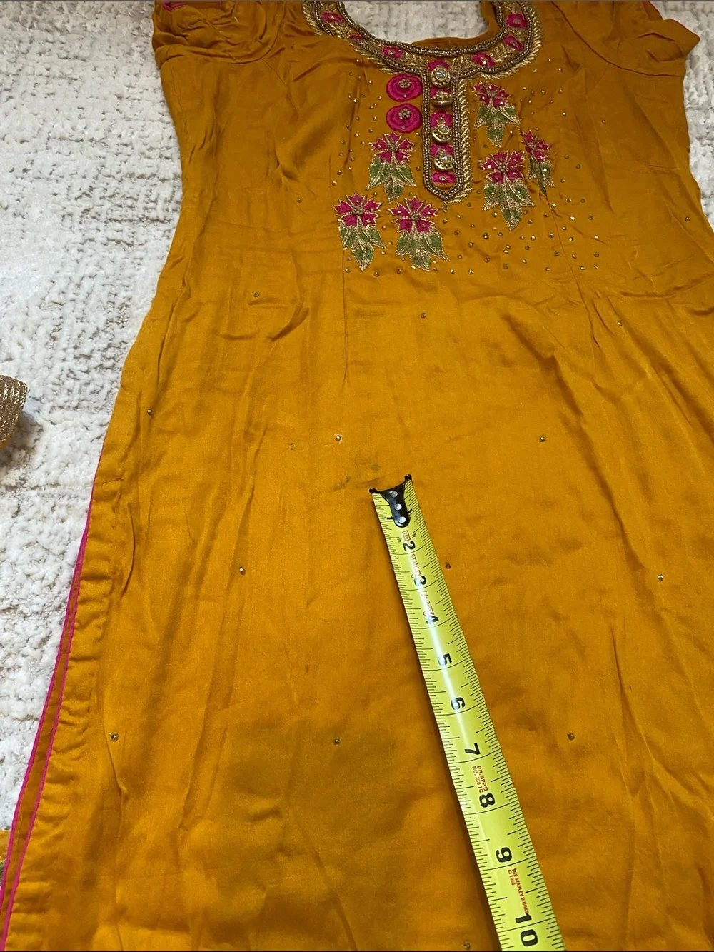 Mustard Embroidered  Women's Cotton Salwar suit with Duptta